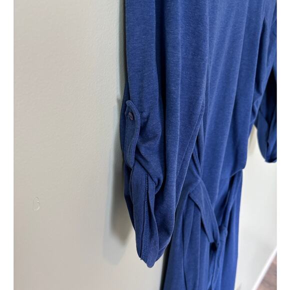 Kuhl Wildfibre Ruched Tie V-Neck Blue Dress - Picture 3 of 10